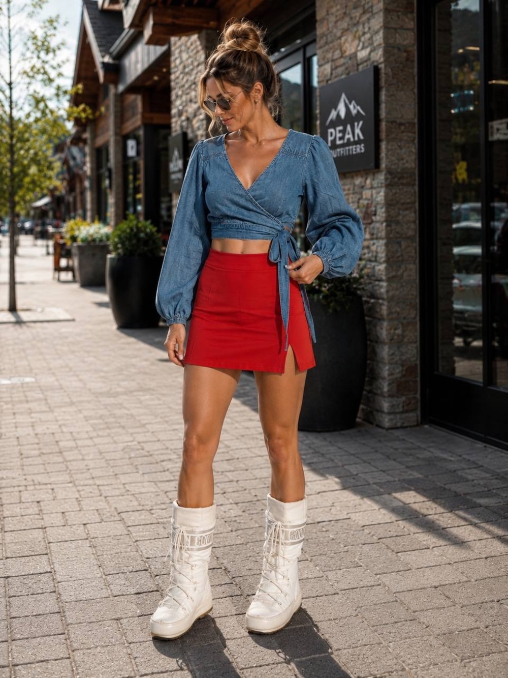 Free People Light Blue Tie Cropped Denim